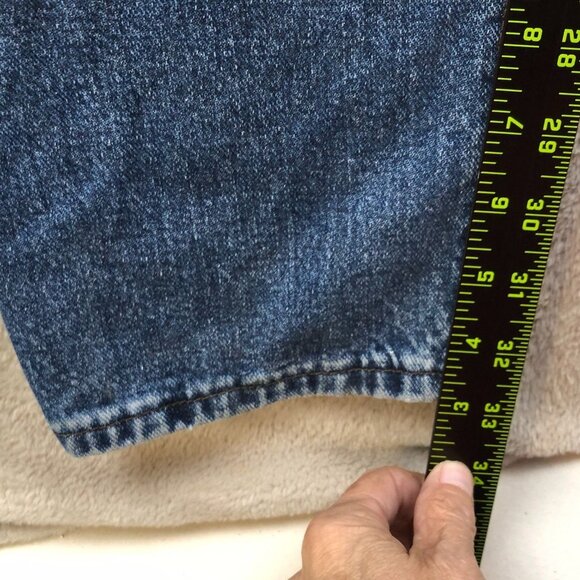 Vintage Womens Jeans Size 12 Long Straight Leg Pleated Front Blue Denim Casual - Picture 5 of 11